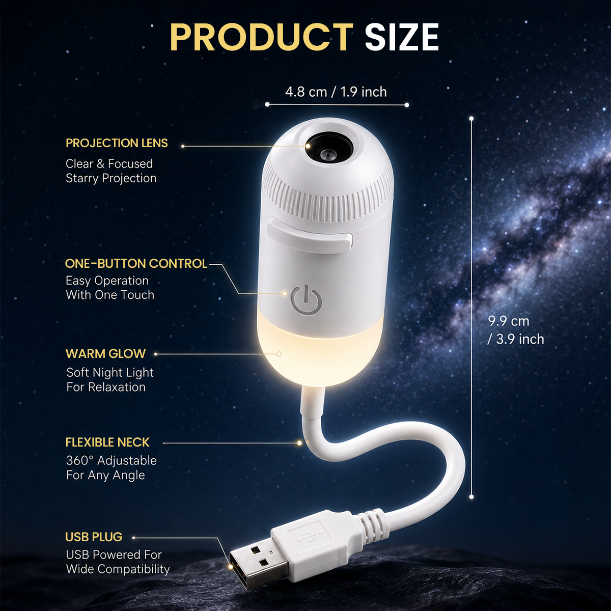 Galaxy Star Projector USB Night Light
